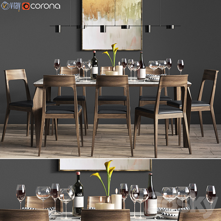 Dinning set 3DS Max - thumbnail 1