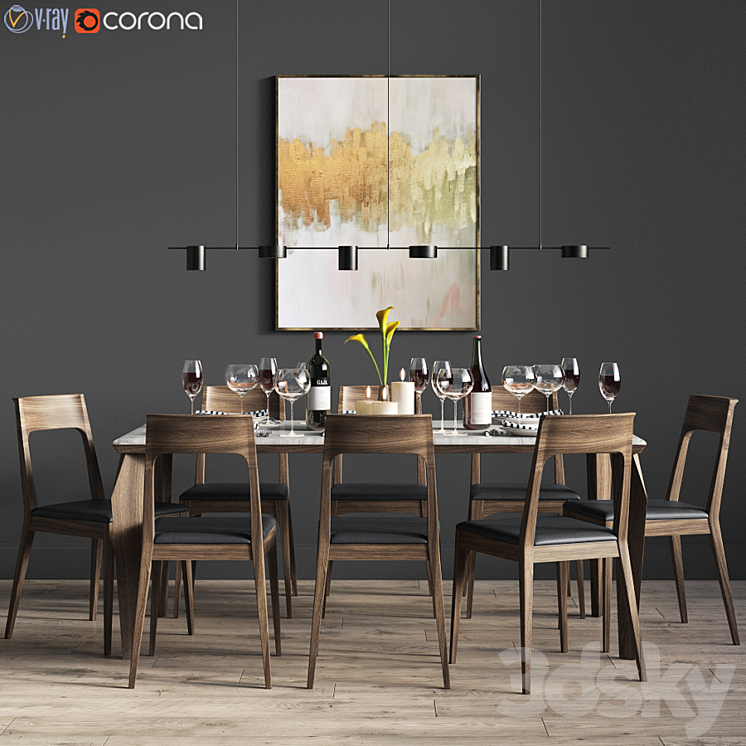 Dinning set 3DS Max - thumbnail 2