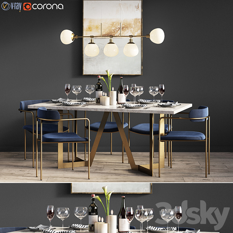 Dinning set 3DS Max - thumbnail 1