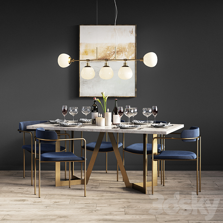 Dinning set 3DS Max - thumbnail 2