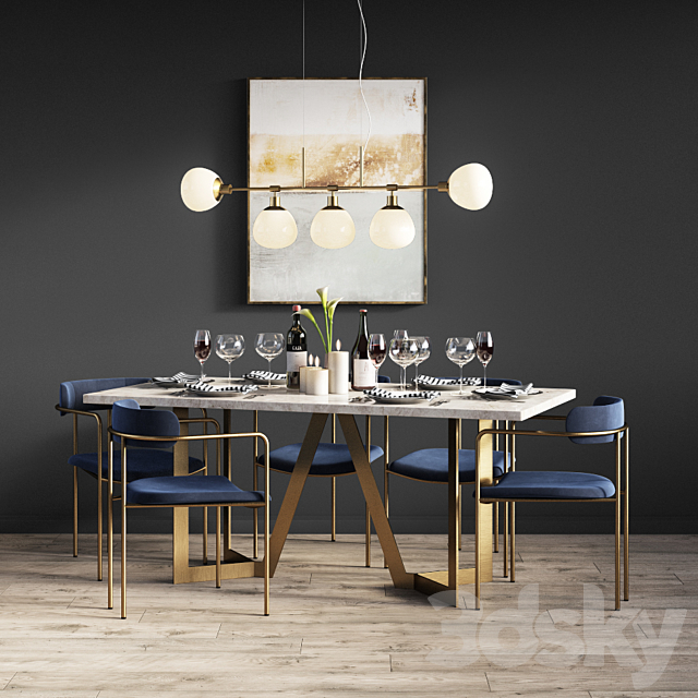 Dinning set 3DS Max Model - thumbnail 2