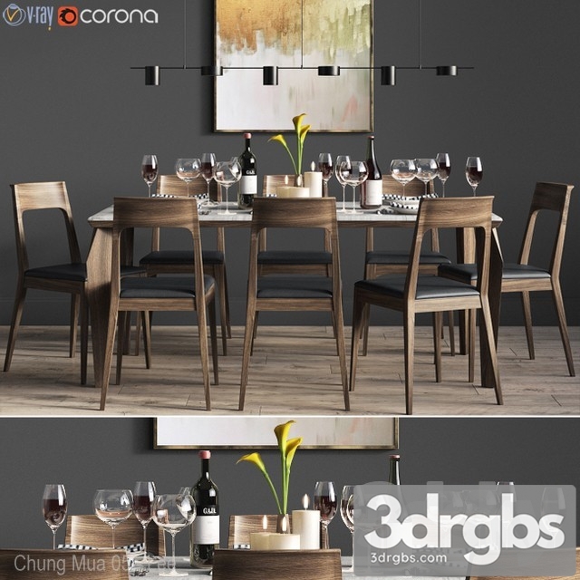 Dinning Set 3dsmax Download - thumbnail 1