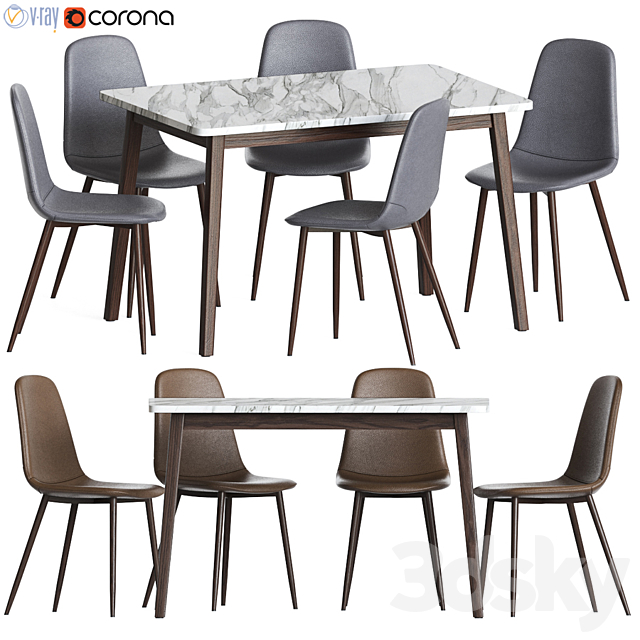 Dinning set 40 3DS Max Model - thumbnail 1