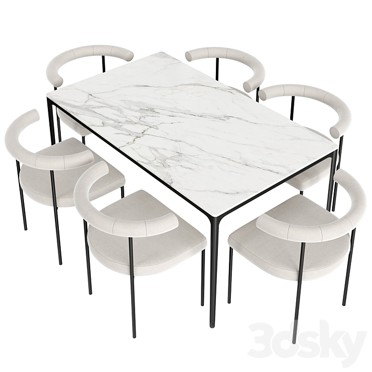 Dinning Set 48 3DS Max Model - thumbnail 2