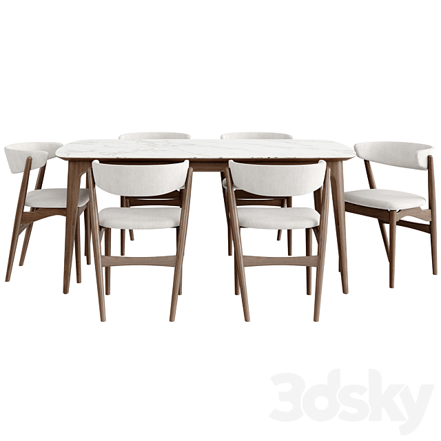 Dinning Set 54 3DS Max Model - thumbnail 2