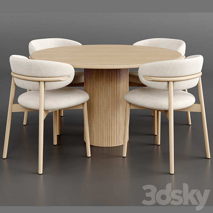 Dinning Set 59 3DS Max Model - thumbnail 2