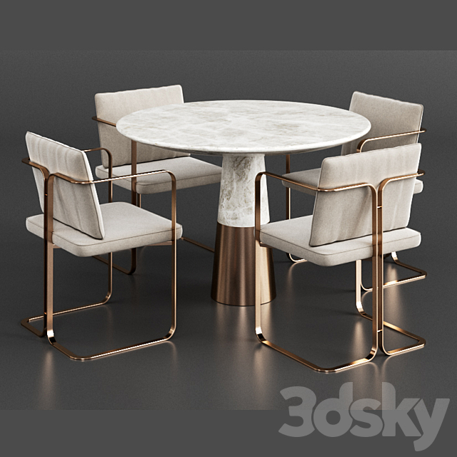 Dinning set 6 3DS Max Model - thumbnail 2