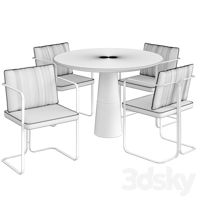 Dinning set 6 3DS Max Model - thumbnail 3