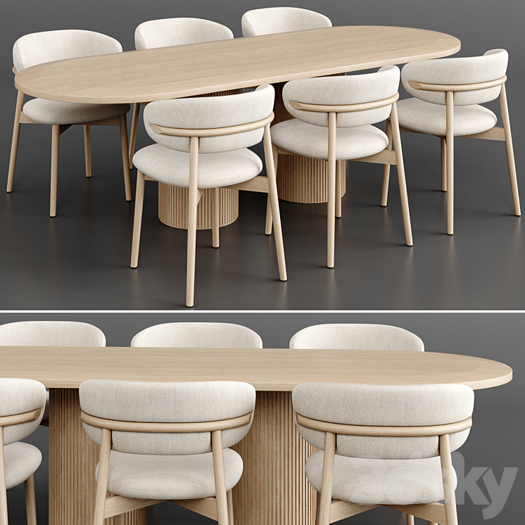 Dinning Set 60 3DS Max Model - thumbnail 1