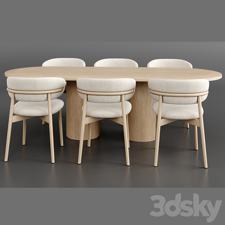 Dinning Set 60 3DS Max Model - thumbnail 2