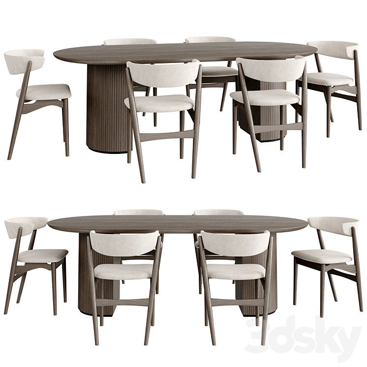 Dinning Set 61 3DS Max Model - thumbnail 2