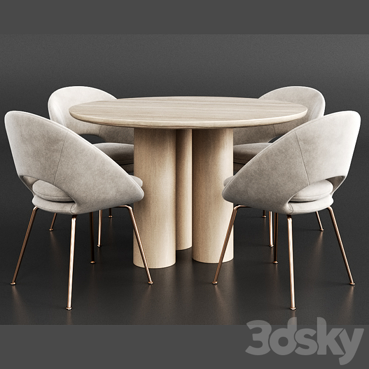 Dinning set 7 3DS Max - thumbnail 2