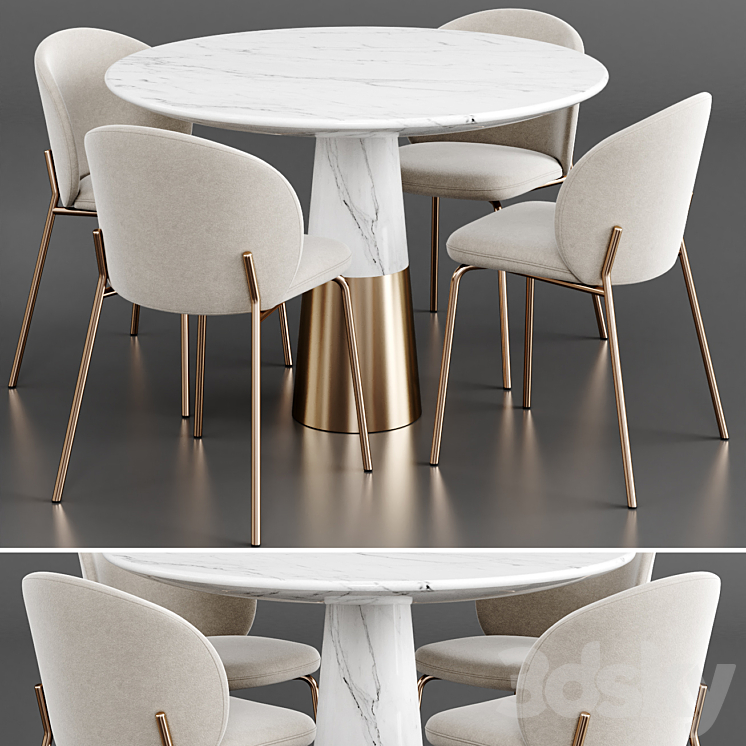 Dinning Set 73 3DS Max Model - thumbnail 1