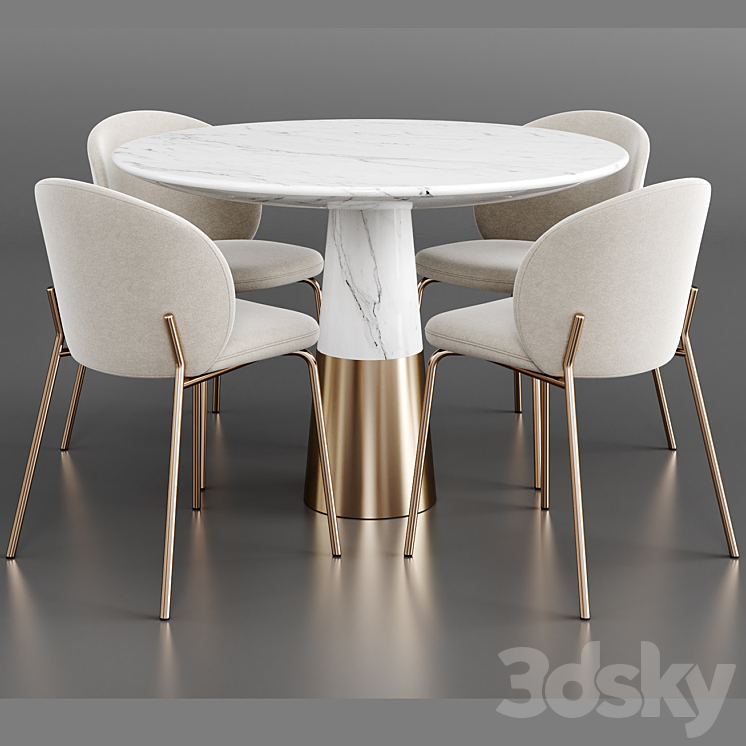 Dinning Set 73 3DS Max Model - thumbnail 2