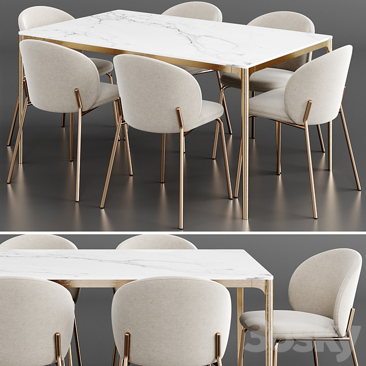 Dinning Set 74 3DS Max Model - thumbnail 1