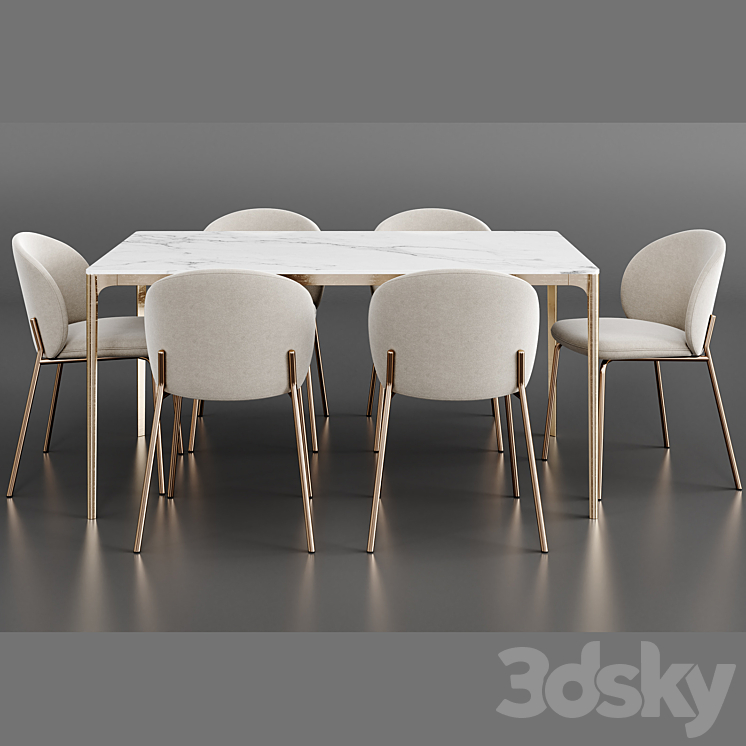 Dinning Set 74 3DS Max Model - thumbnail 2