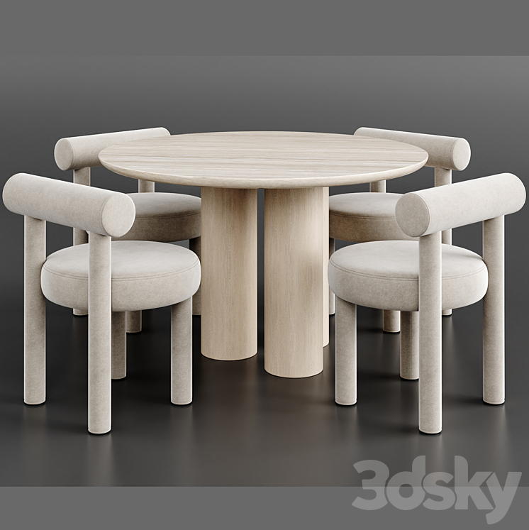 Dinning Set 78 3DS Max Model - thumbnail 2