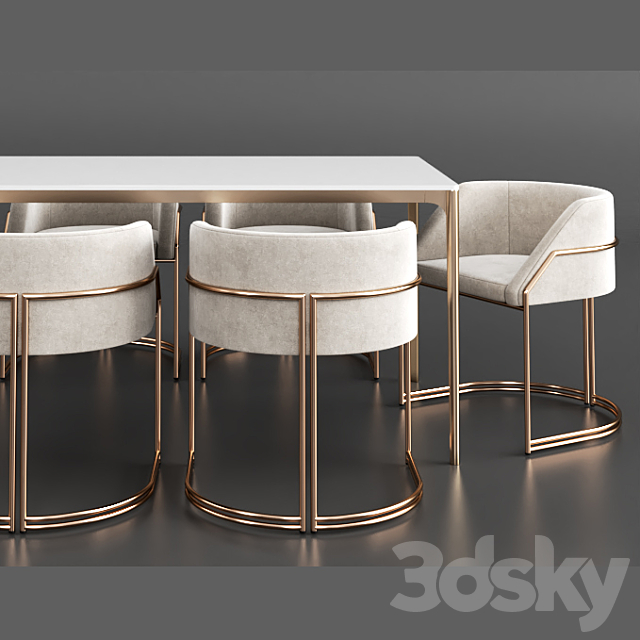 Dinning set 8 3DS Max Model - thumbnail 2