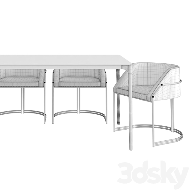 Dinning set 8 3DS Max Model - thumbnail 3