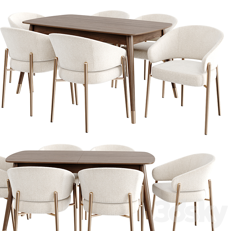 Dinning Set 84 3DS Max Model - thumbnail 1