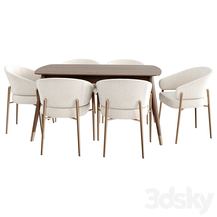 Dinning Set 84 3DS Max Model - thumbnail 2