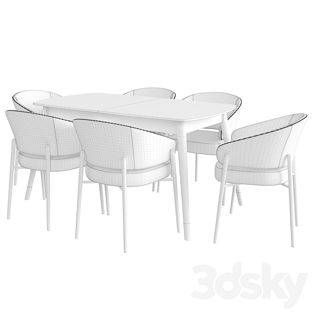 Dinning Set 84 3DS Max Model - thumbnail 3