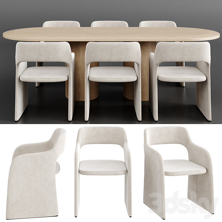 Dinning Set 85 3DS Max Model - thumbnail 2