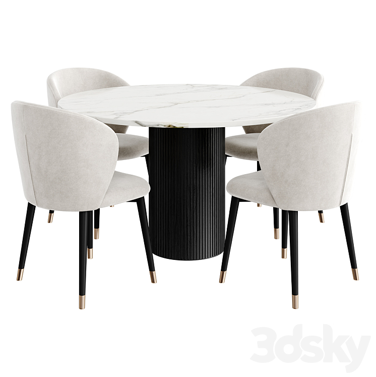 Dinning Set 86 3DS Max Model - thumbnail 2