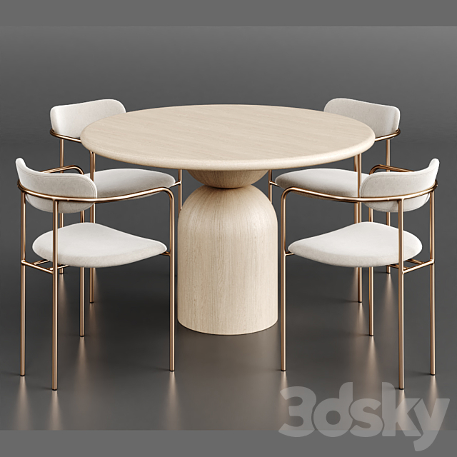 Dinning set 9 3DS Max Model - thumbnail 2