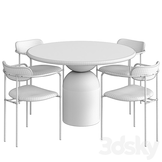 Dinning set 9 3DS Max Model - thumbnail 3