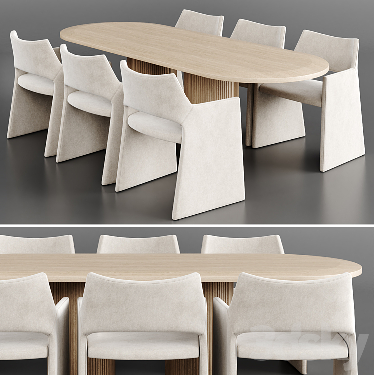 Dinning Set 91 3DS Max Model - thumbnail 1