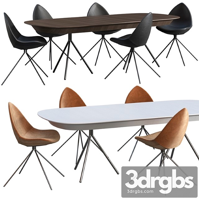 Dinning table boconcept ottawa + chair boconcept ottawa 2 3dsmax Download - thumbnail 1