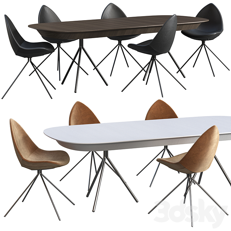 Dinning table BoConcept Ottawa + chair BoConcept Ottawa 3DS Max - thumbnail 1