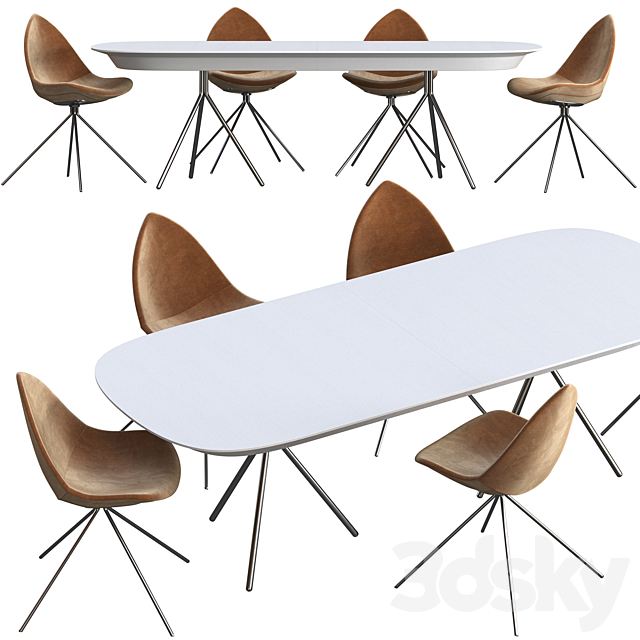 Dinning table BoConcept Ottawa + chair BoConcept Ottawa 3DSMax File - thumbnail 4