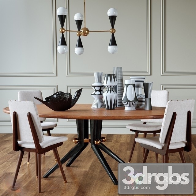 Dinning Table  Chair Vintage 3dsmax Download - thumbnail 1