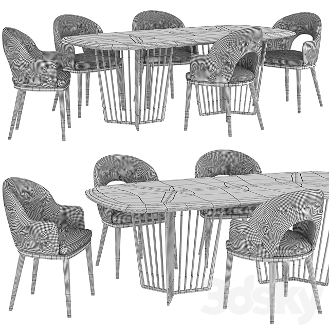 Dinning table Wooddi Alfieri + chair Wooddi Toledo 3DSMax File - thumbnail 3