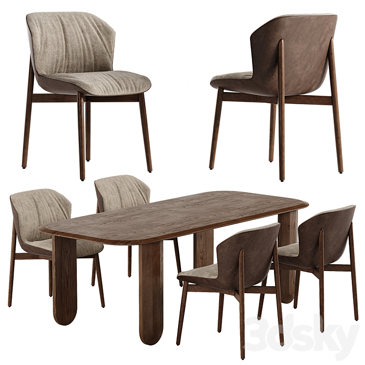 Ditre Italia Bounty dining set 3DS Max Model - thumbnail 1