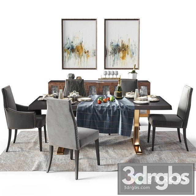 Divane Inspiration Dining Set 3dsmax Download - thumbnail 1