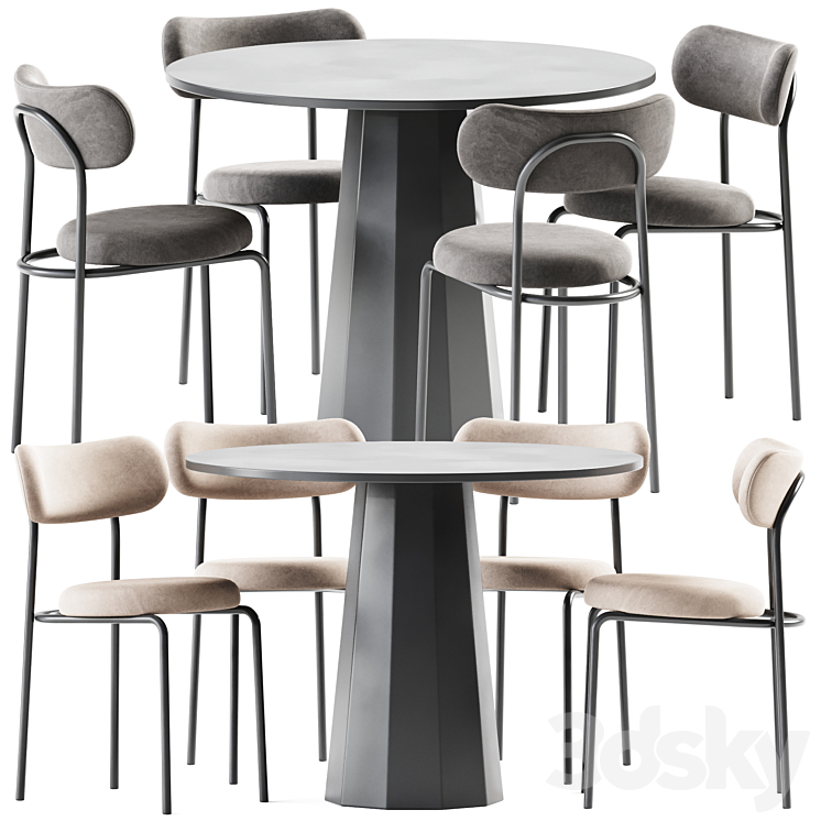 Dix Table and Loop Chair by Connubia 3DS Max Model - thumbnail 1