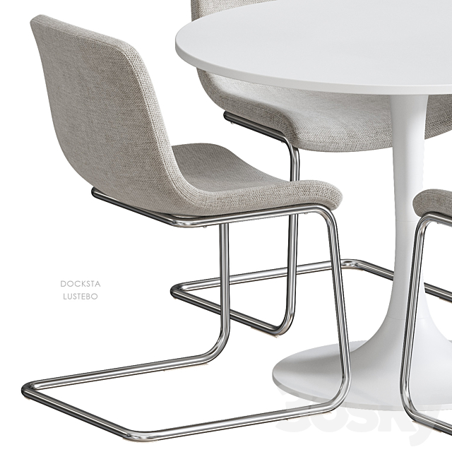 DOCKSTA LUSTEBO IKEA table and chairs 3DS Max Model - thumbnail 2