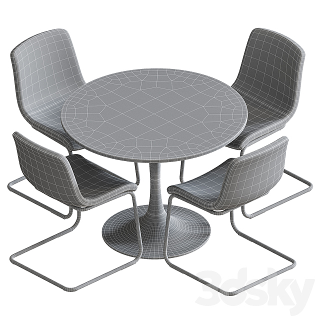 DOCKSTA LUSTEBO IKEA table and chairs 3DS Max Model - thumbnail 3