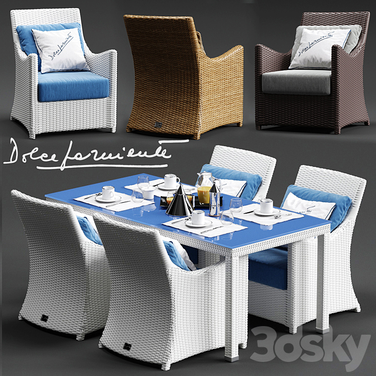 Dolcefarniente SCAURI Armchair and PALINURO Table 3DS Max - thumbnail 1