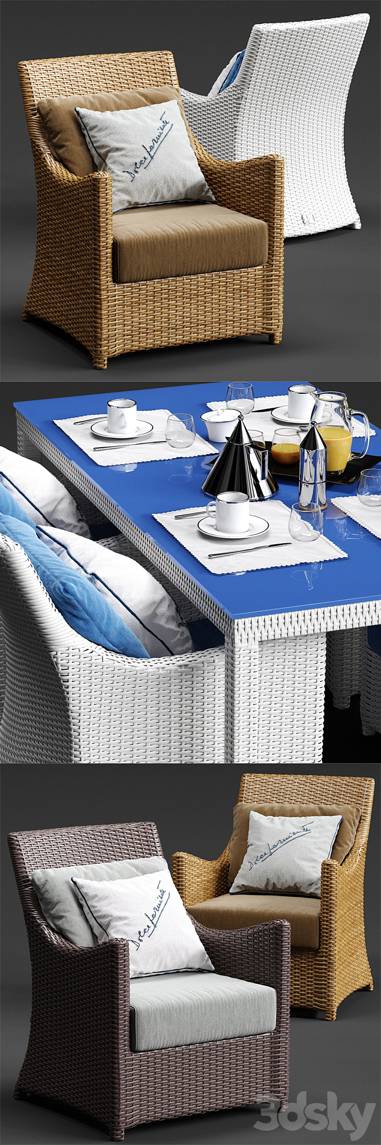 Dolcefarniente SCAURI Armchair and PALINURO Table 3DS Max - thumbnail 2