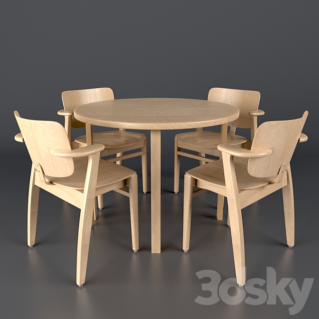 Domus chair with Aalto table round by artek 3DSMax File - thumbnail 1