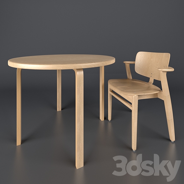 Domus chair with Aalto table round by artek 3DSMax File - thumbnail 2