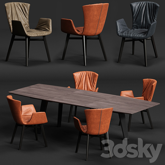 DRAENERT DEXTER Armchair and FONTANA Table 3ds Max - thumbnail 1