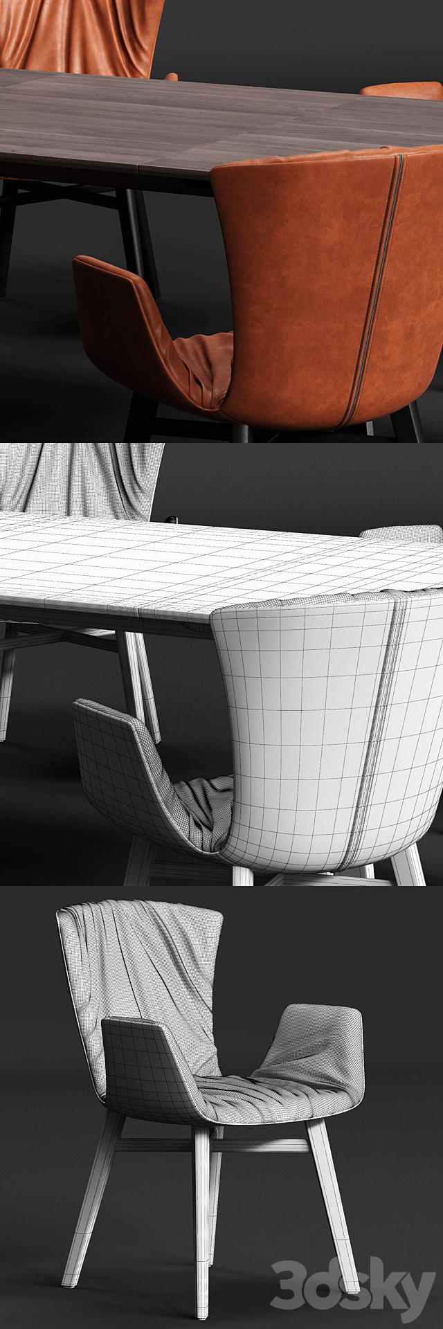 DRAENERT DEXTER Armchair and FONTANA Table 3ds Max - thumbnail 3