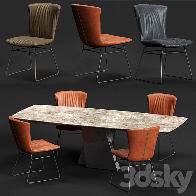 DRAENERT DEXTER Chair and ADLER Table 3ds Max - thumbnail 1