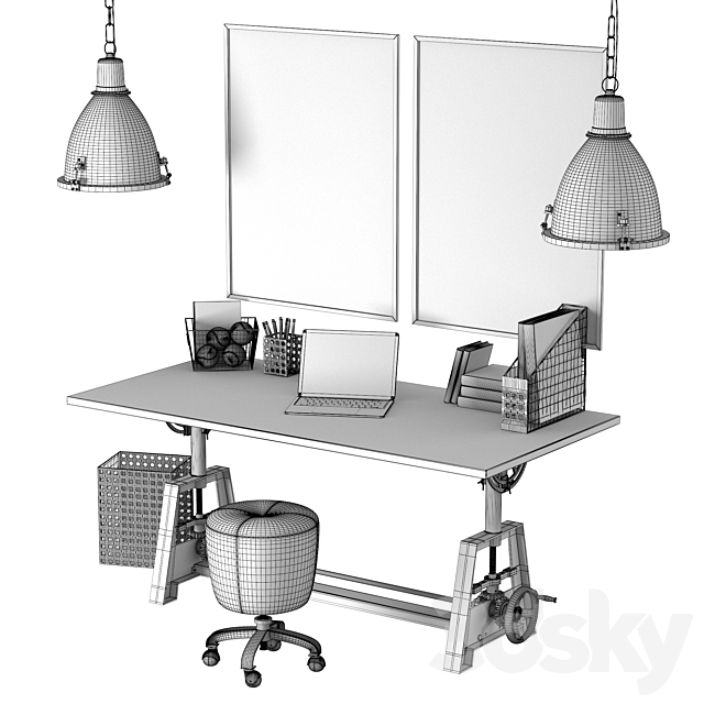 DRAFTSMAN’S DESK 3DS Max Model - thumbnail 3