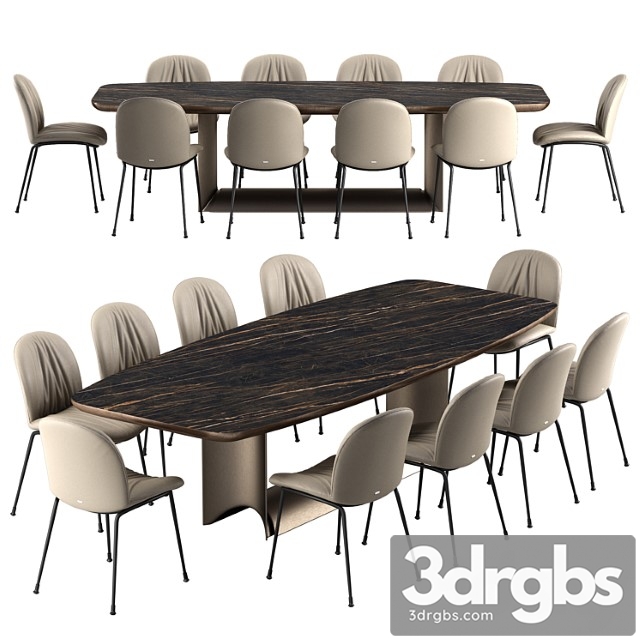 Dragon table set cattelan italia tina chair 2 3dsmax Download - thumbnail 1